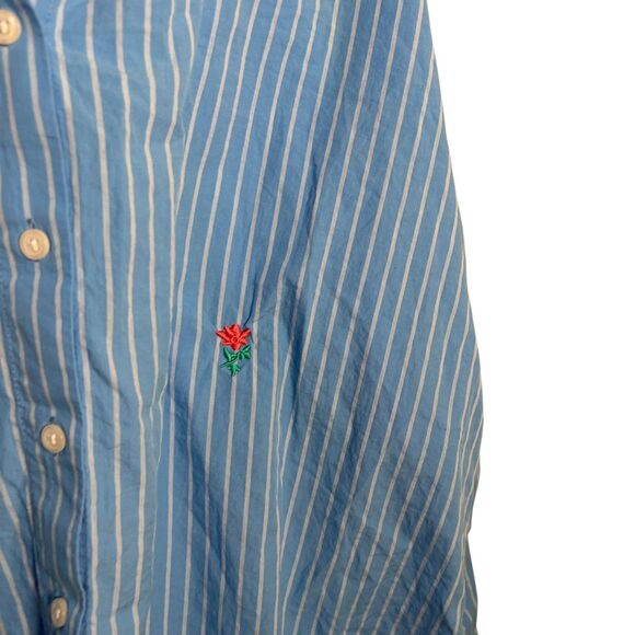 Universal Thread Blouse Women's Large Oversized Button Up Striped Blue Shirt - Picture 5 of 10